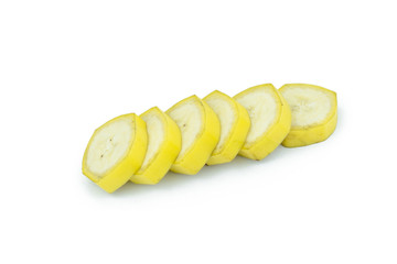 Banana slices isolated on white background