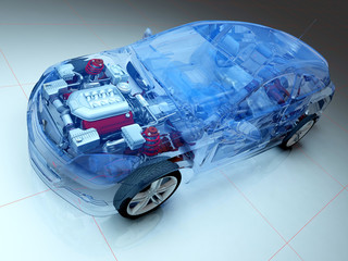 Transparent model cars.