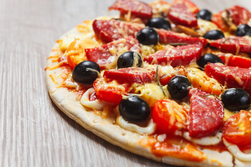 Pizza with Mozzarella Cheese, Fresh Tomato and Mushrooms