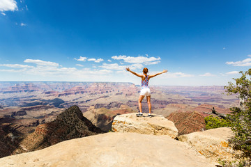 Female tourist look at Grand Canyon landscape