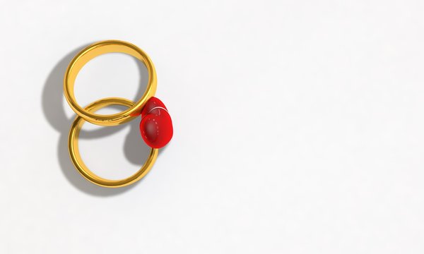 Valentine's Day heart and ring gift 3d illustration