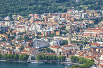 Fototapeta na wymiar Aerial view of Lecco city and Lake Como, Italy