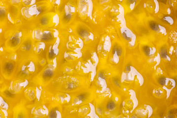 Passion fruit juice close up texture for background