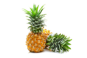 Isolated of pineapple fruit sliced on white background