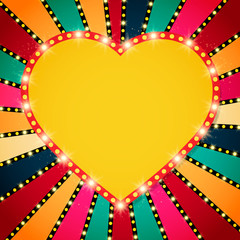 Shining heart on retro colorful Valentines background