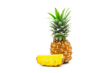 Isolated of pineapple fruit sliced on white background