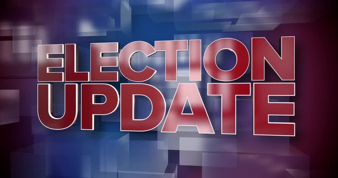 A red and blue dynamic 3D election update news title page animation.	 	