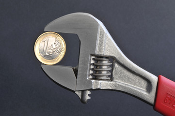 Euro, Schraubenschlüssel, Symbol, EZB, Europäische Zentralbank, Währung, EUR, Werkzeug,...