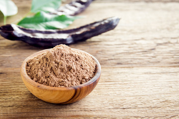 Carob pods and carob powder