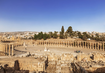 Forum in the ancient Roman city of Gerasa, Jerash, Jordan