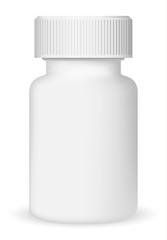 White medical container on white background