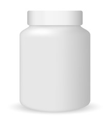 White medical container on white background