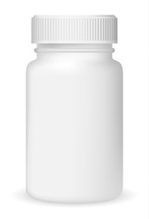 White medical container on white background