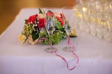 Traditional polish wedding champagne detail