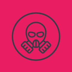 gas mask line icon in circle, vector illustration