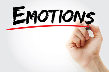 Hand writing Emotions with marker, concept background