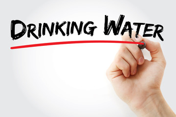 Hand writing Drinking water with marker, concept background