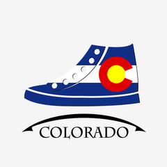 shoes icon made from the flag of Colorado