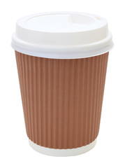 Top side coffee cup and heat insulation on white background.