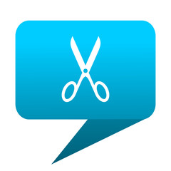 scissors blue bubble icon