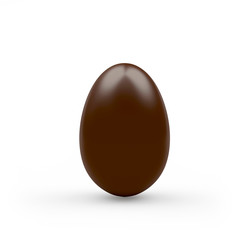 Easter egg made of chocolate isolated on white background. 3D illustration