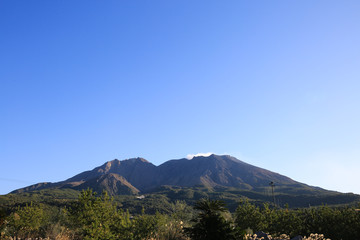 Obraz premium Sakurajima widziany z miasta Nojiri, Kagoshima City, prefektura Kagoshima