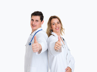 Fototapeta premium young friendly medical team with thumb up