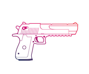 pistol outline over white, handgun, powerful gun vector illustration