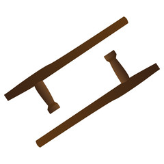 Isolated pair of wooden batons on a white background, Vector illustration