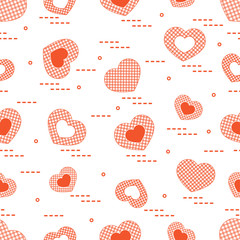 Cute seamless pattern with hearts in cell.