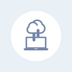 sync with cloud icon isolated on white, vector illustration