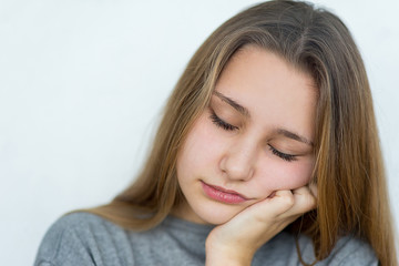 Teenager girl emotional posing isolated