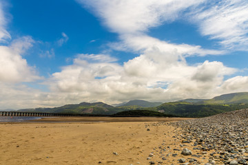 Fototapeta na wymiar Barmouth, Wales, Located on the west coast of Snowdonia UK. Coast line and beach