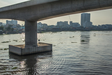 bridge pole cross the river