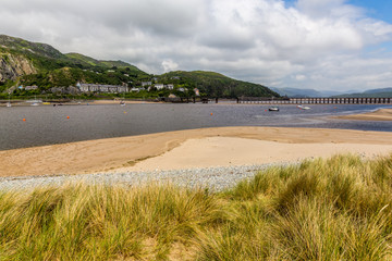 Barmouth, Wales, Located on the west coast of Snowdonia UK. Coast line and beach