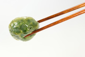 Steamed Dumpling stuffed with Garlic Chives and Taro and bamboo