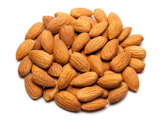 Almonds isolated on white.