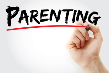 Hand writing Parenting with marker, concept background