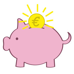 Sparschwein mit Münze zum Sparen