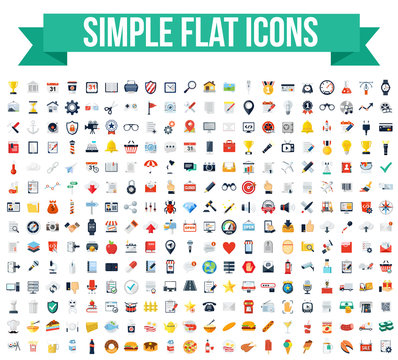 280 Simple Flat Vector Icons