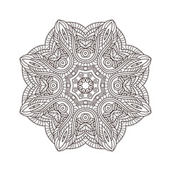Vector hand drawn doodle mandala for coloring book. 