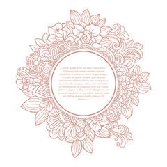 Floral frames. Decorative vector design elements. Black and white monochrome background. 
