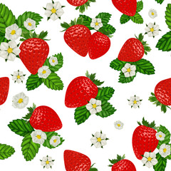 Vector strawberry seamless pattern. Background design for tea, juice, natural cosmetics, sweets and candy with strawberry filling, farmers market,health care products. Best for textile,wrapping paper. - 133311210