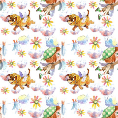 Little Angels, dog, Valentine's Day, watercolor