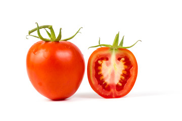 fresh tomato on white background.