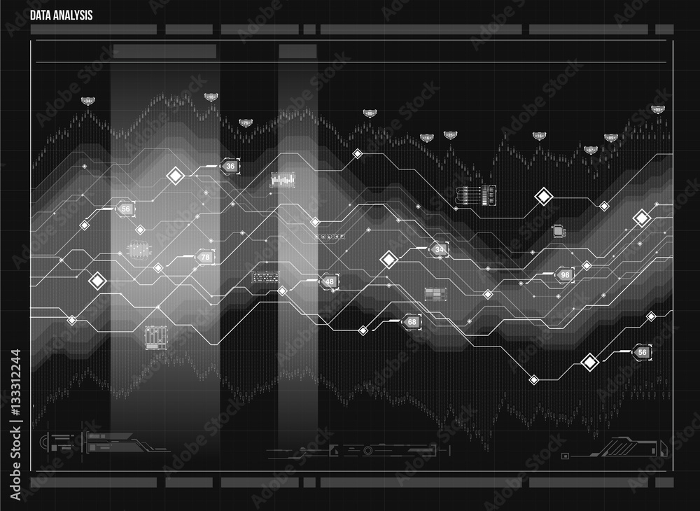 Poster data analysis visualization. futuristic infographic. information aesthetic design. visual data compl