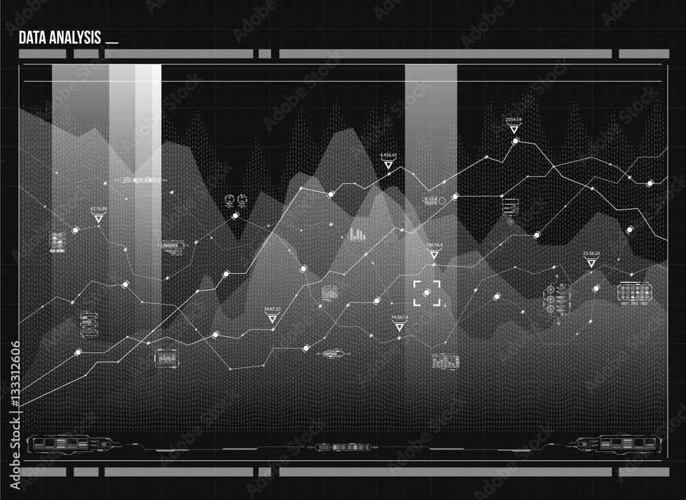 Poster data analysis visualization. futuristic infographic. information aesthetic design. visual data compl