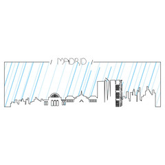 Isolated abstract skyline of Madrid, Vector illustration