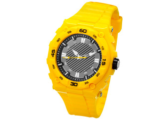 Yellow sports wrist watche.