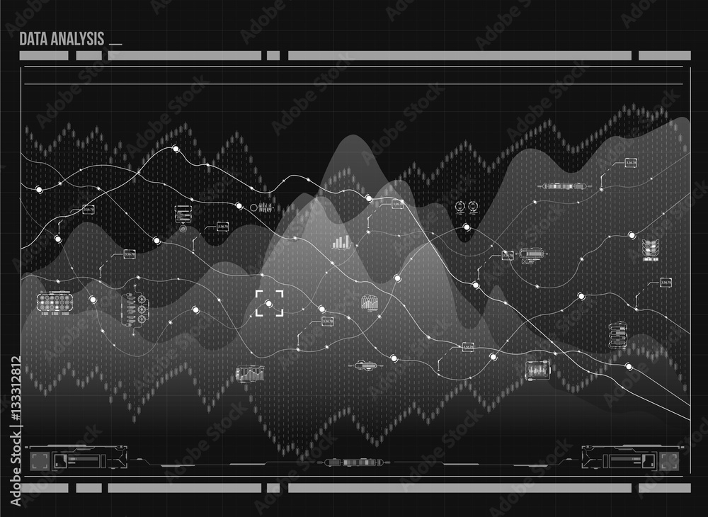 Poster data analysis visualization. futuristic infographic. information aesthetic design. visual data compl
